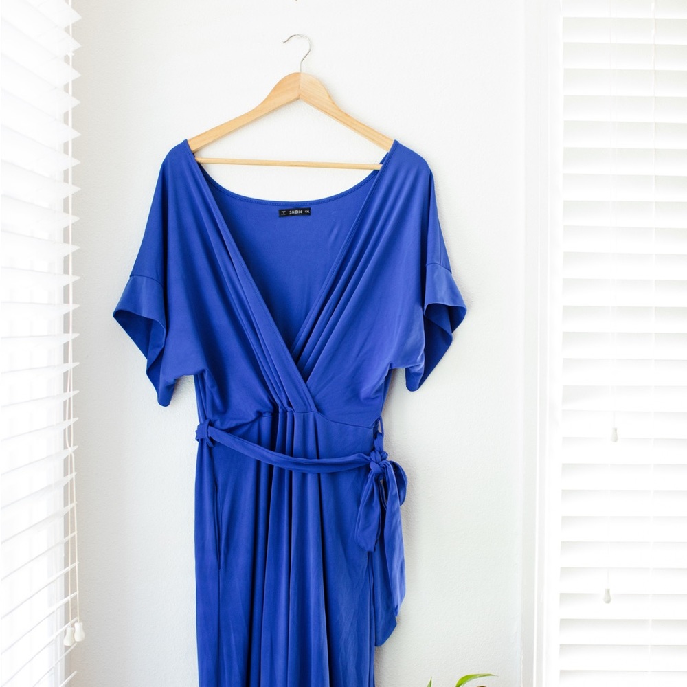 Shein Long Blue Dress with Side Tie